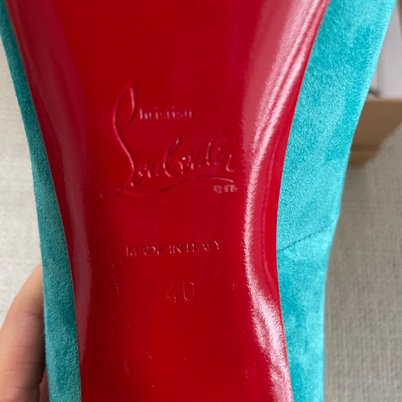 Elegant Turquoise Peep-Toe Heels - Picture 5 of 9